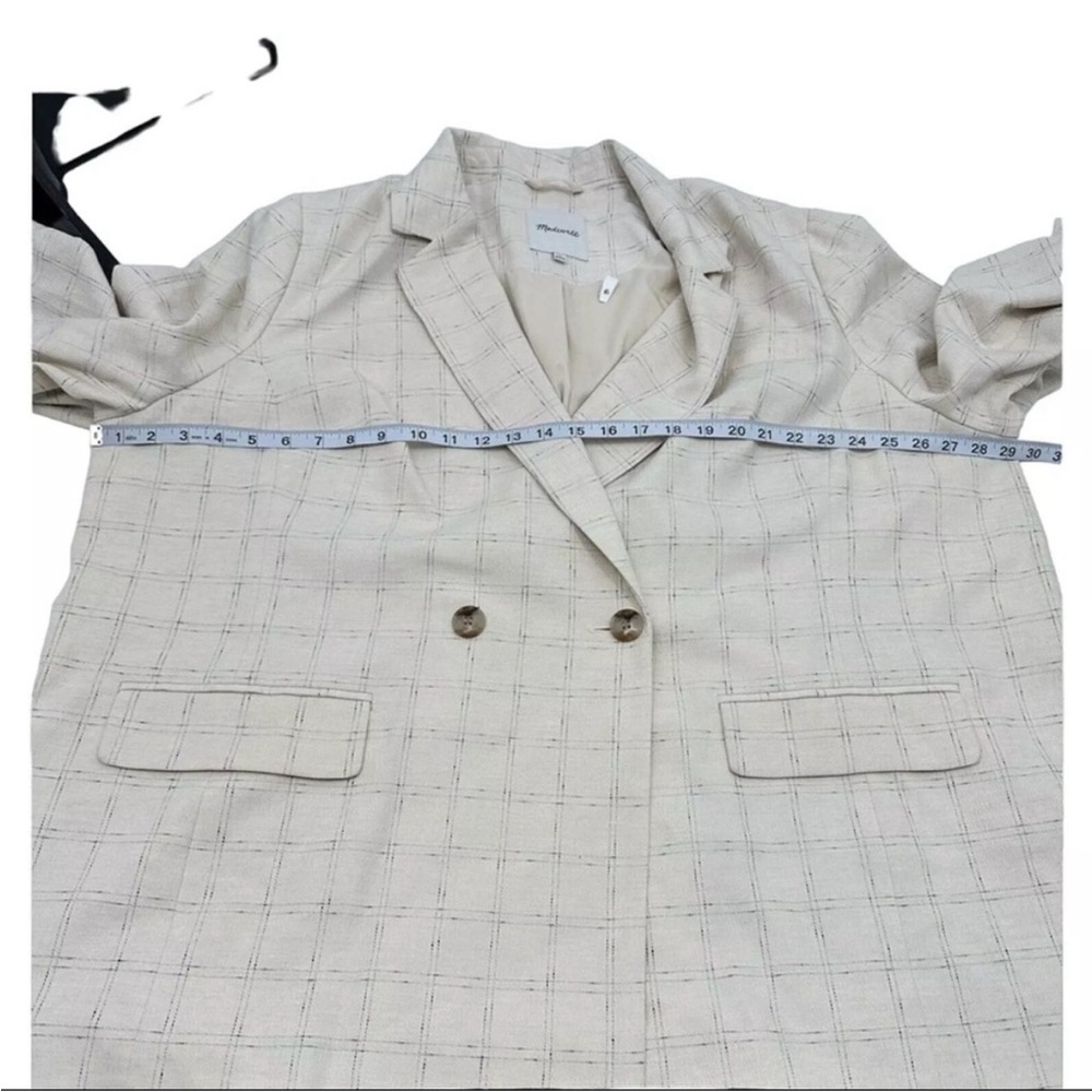 Madewell Cream/White Blazer Subtle Black Check Pattern Size 3X NWOT - Picture 4 of 8